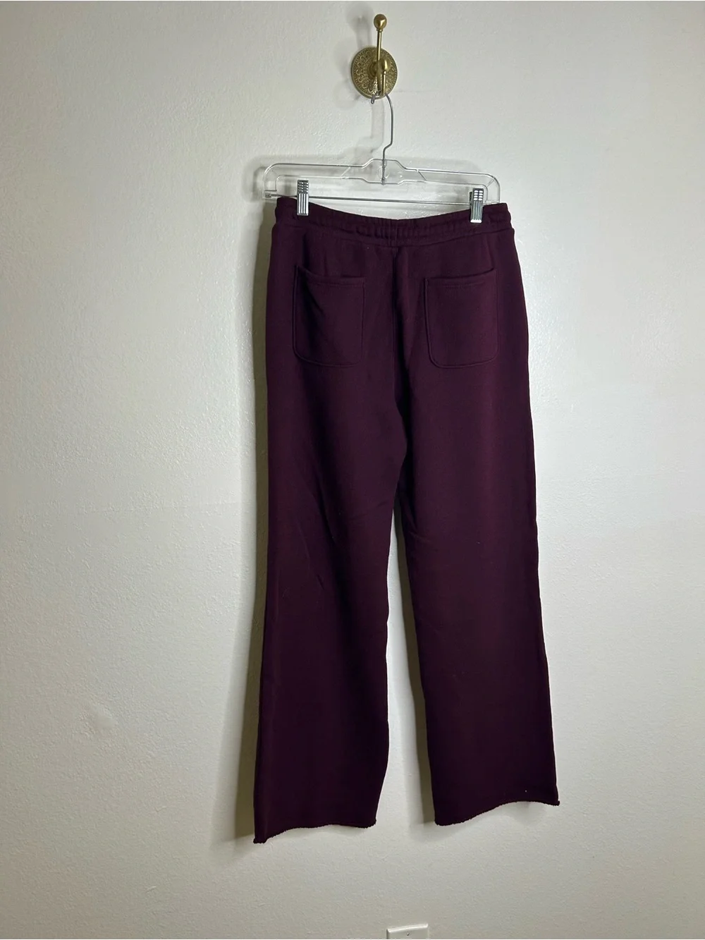 NWT J. Crew 100% Cotton Heritage Terry Wide Leg Drawtsring Sweatpant in Maroon